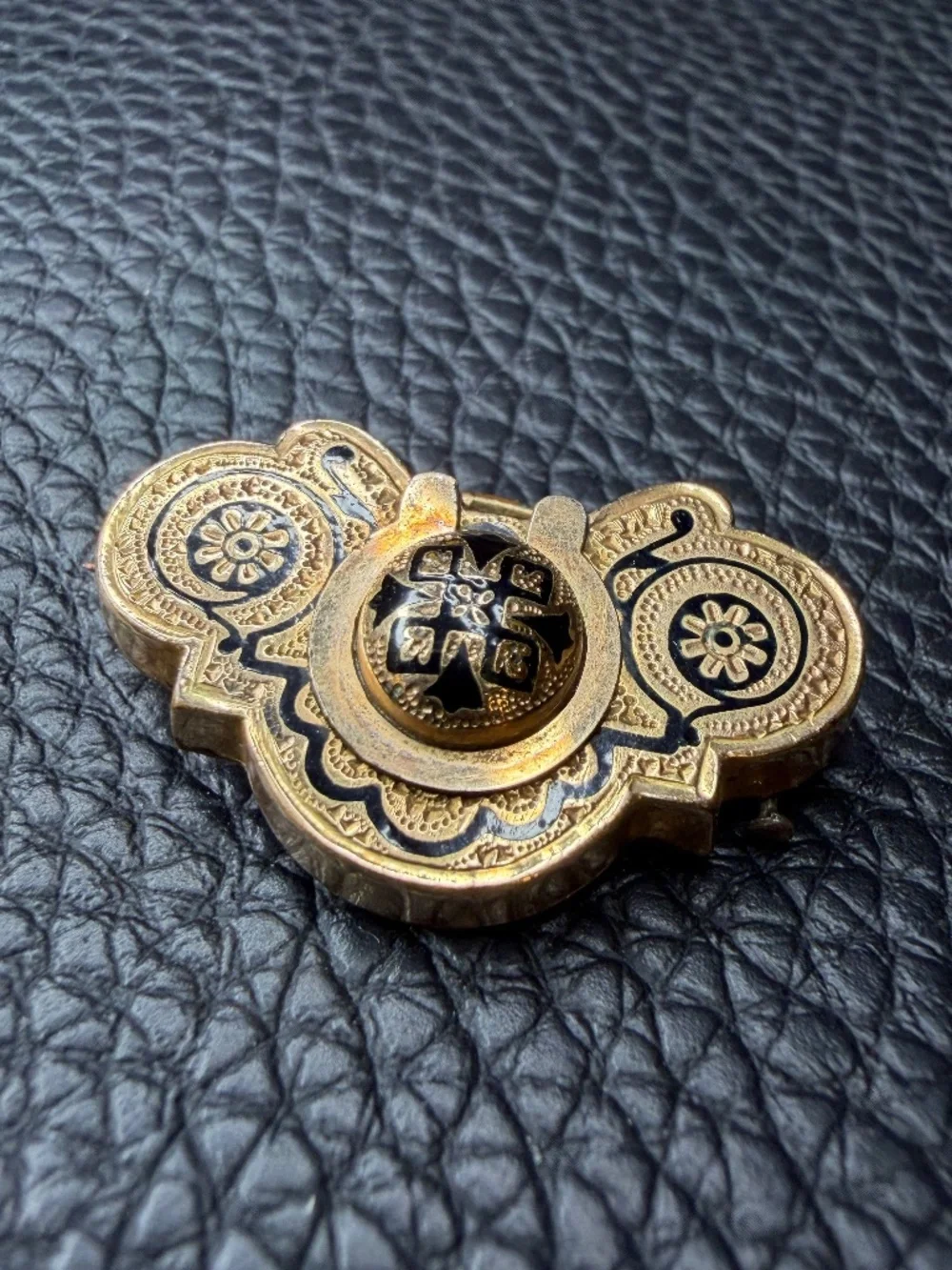 ORNATE Antique Victorian Edwardian Gold Filled Etched Pin Brooch C Clasp 1.25